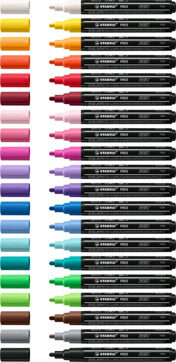 Produktbild STABILO Free Acrylic (Blue, Black, White, Pink, 3 mm, 5 x)