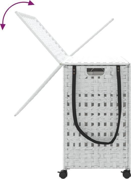 Produktbild VidaXL Wäschekorb mit Rollen Weiss 66x35x60 cm Rattan,Farbe