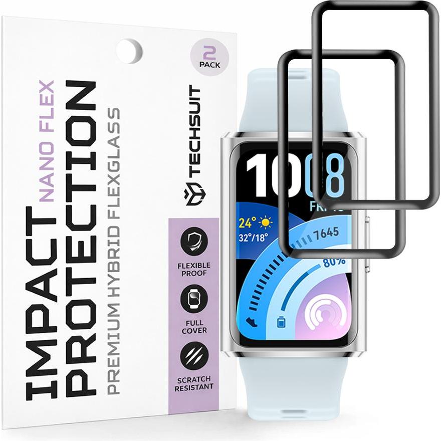 Techsuit - Nano Flex (2 pack) - Huawei Band 11 Pro - Black, Accessori per smartwatch, Nero