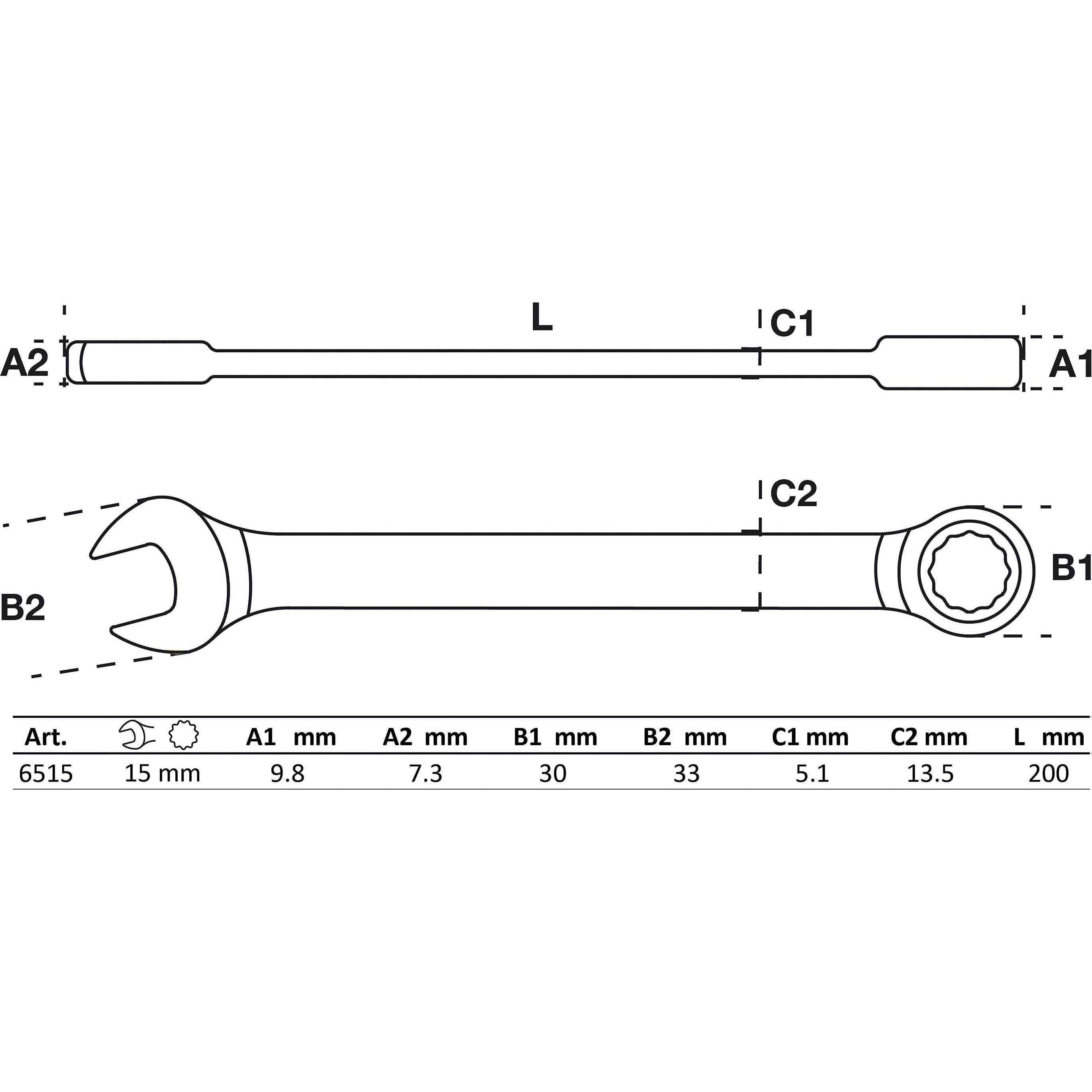 Thumbnail - BGS, Schraubenschlüssel, Ratschenring-Maulschlüssel SW 15 mm (15 mm)