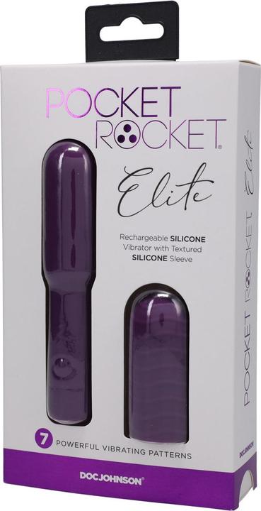 Actual product image Doc Johnson Pocket Rocket® Elite - Rechargeable with Removable Sleeve - Purple
