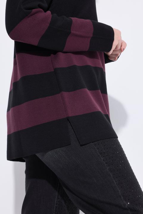 Produktbild Ulla Popken Pullover, Blockstreifen, Rollkragen, Zipper (54)