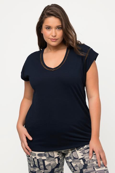 Produktbild Ulla Popken T-Shirt, Oversized, V-Ausschnitt, Halbarm (60)