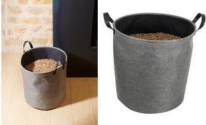 EDA Felt pellet bag, 60 litres, dark grey capacity 30 kg, for storing wood pellets