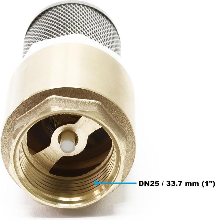 Image du produit Wiltec Laiton Clapet pied 33,7mm (1") DN25 anti-retour avec crépine d'aspiration en acier inox