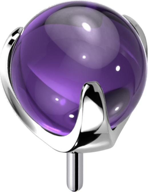 Produktbild Star Piercing Threadless Glaskugel violett gefasst (Titan, Glas, ohne Messing)