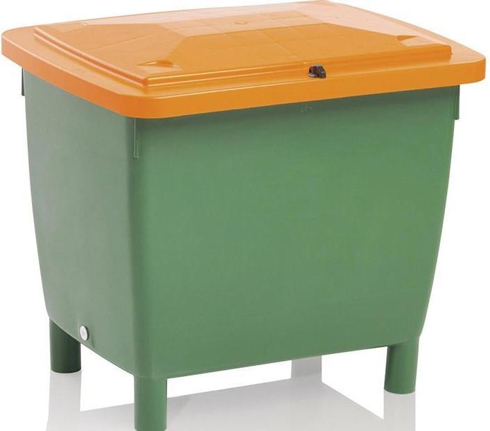 Craemer Grit container L790xW605xH775 mm 210 l HD-PE green/orange without removal chute (210 l)