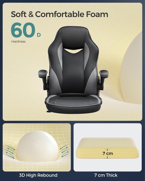 Image du produit Songmics Chaise de bureau avec accoudoirs rabattables