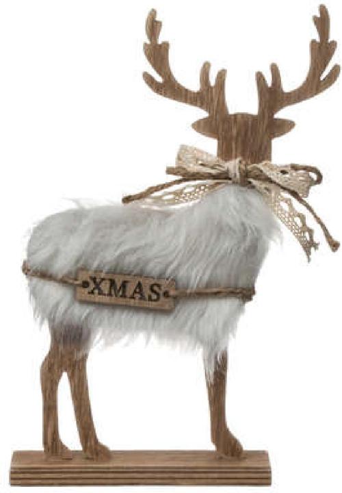 Actual product image Fééric Lights & Christmas Reindeer decoration wooden fur 21cm