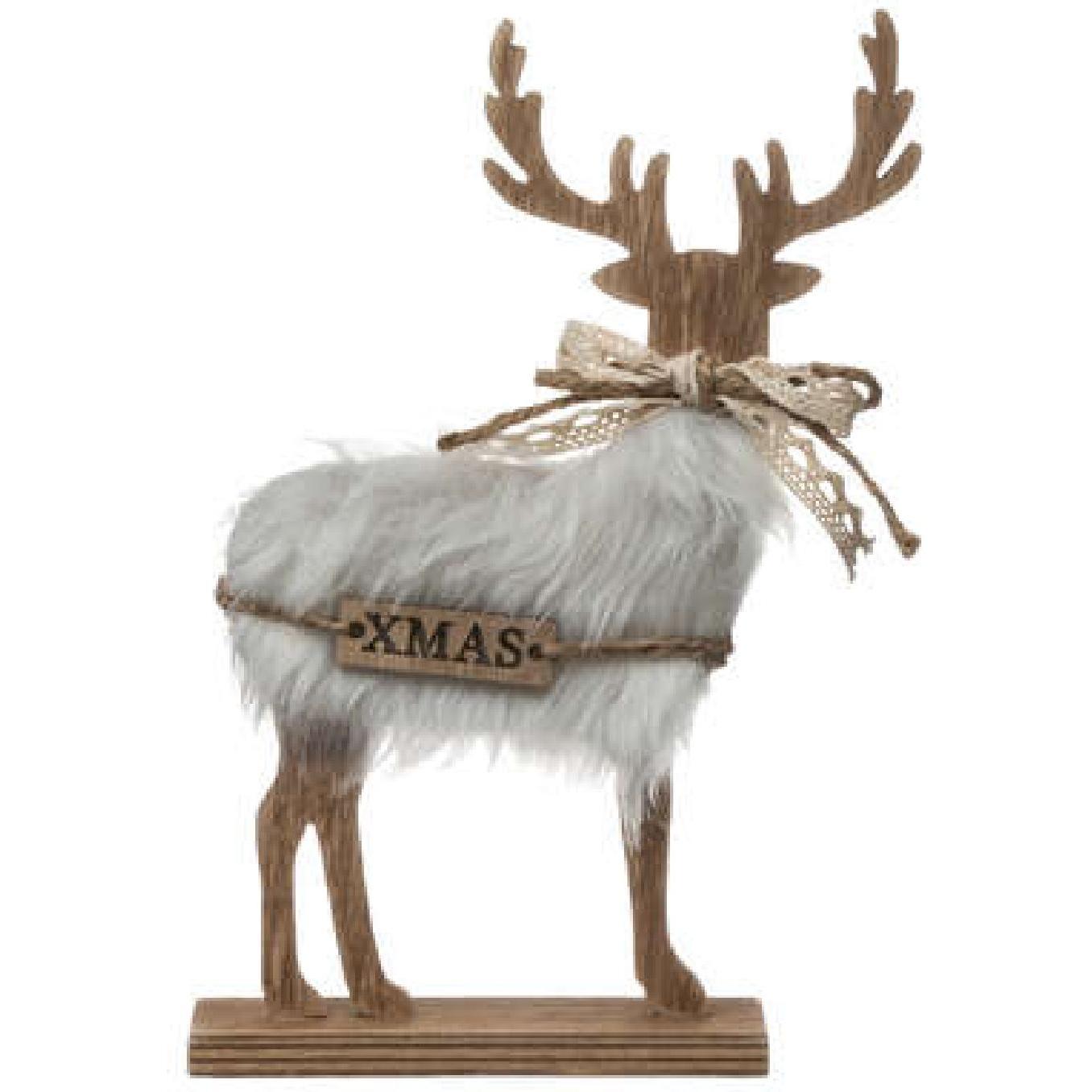 Fééric Lights & Christmas, Weihnachtsdeko, Rentier Deko Holzfell 21cm