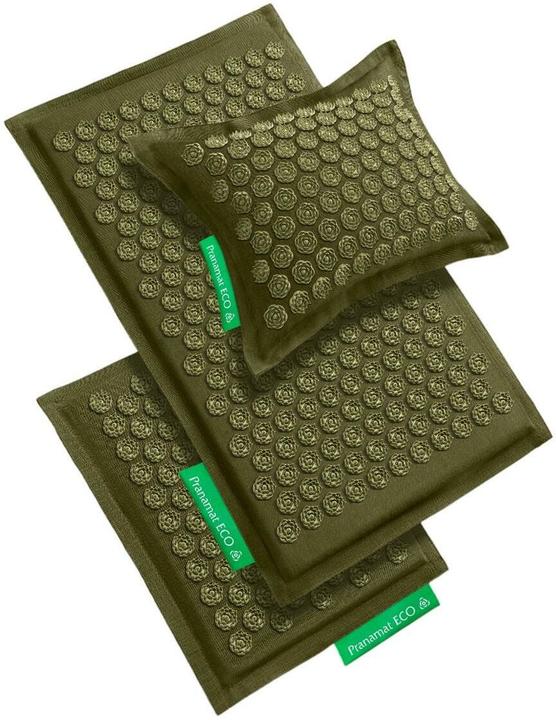 Pranamat ECO Massage Set Matte + Kissen + Minimatte dunkelgrün