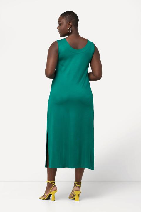 Produktbild Ulla Popken Midi-Slinkykleid, A-Linie, V-Ausschnitt, Piqué, ärmellos (42, 44)