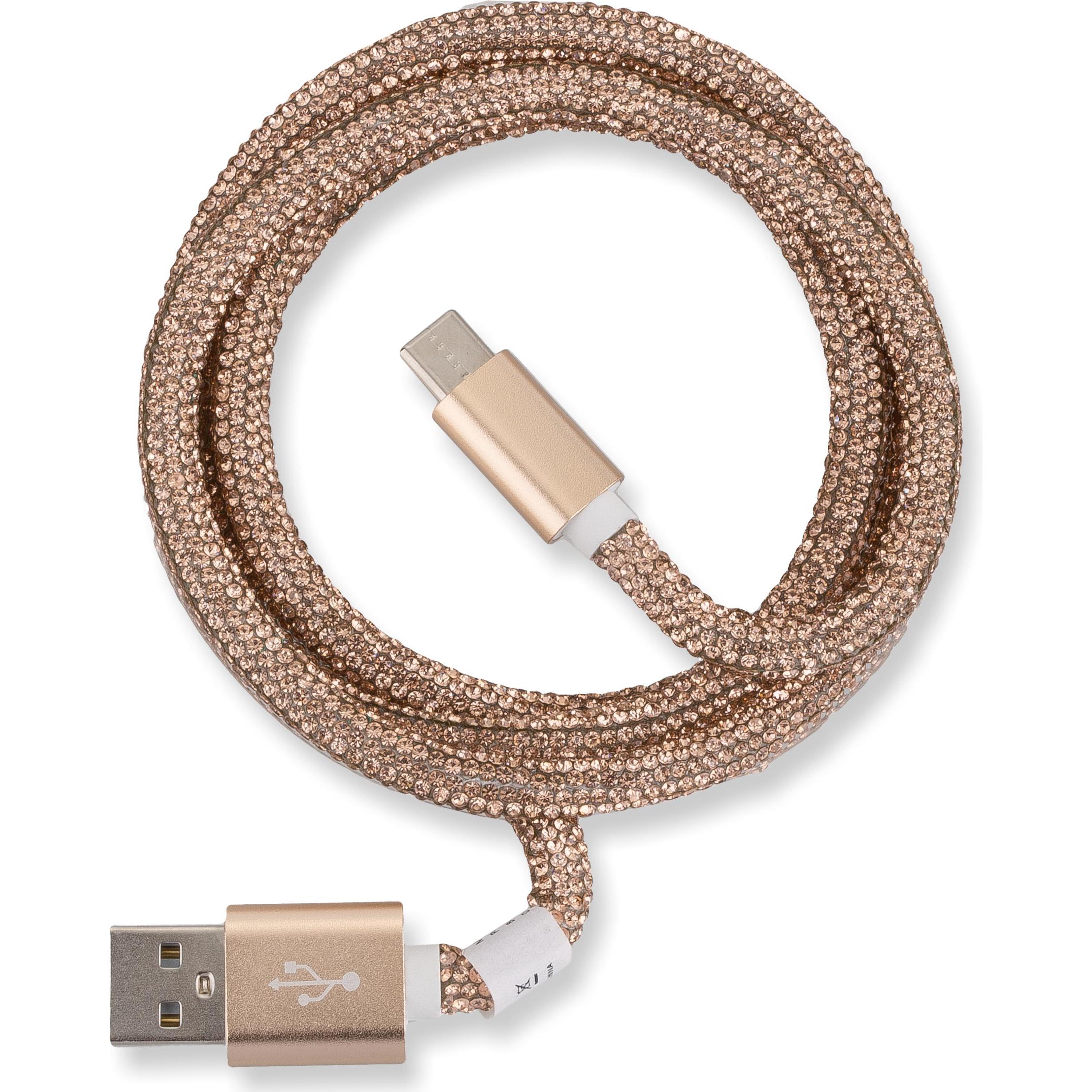 Peter Jäckel OHLALA! Glamour 1m USB Data Cable Gold für Typ-C mit Sync- und Ladefunktion (1 m), USB Kabel