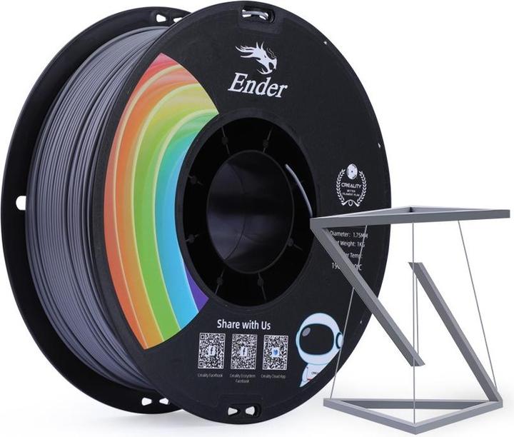 Actual product image Creality Filament PLA+ Grey, 1.75 mm, 1 kg (PLA, 1.75 mm, 1000 g, Grey)