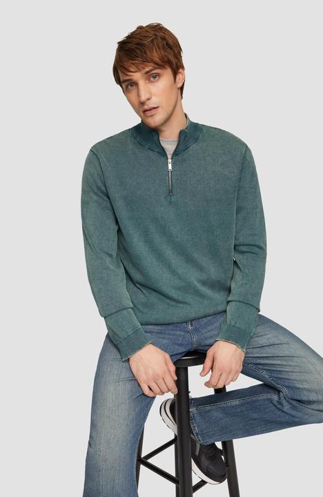 Produktbild S.Oliver Strickpullover Gewaschener Baumwollpullover mit Reissverschlusskragen (S)