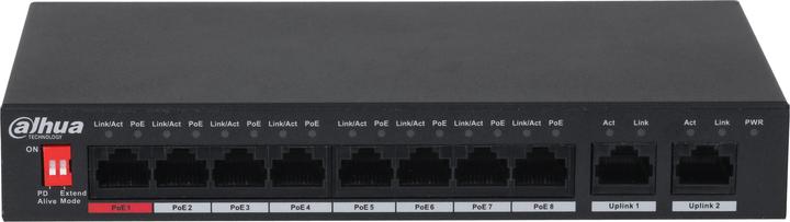 Image du produit Dahua PoE PFS3010-8ET-96-V2 Commutateur réseau Gigabit Ethernet non géré (10/100/1000) Power over Ethernet (10 Ports)