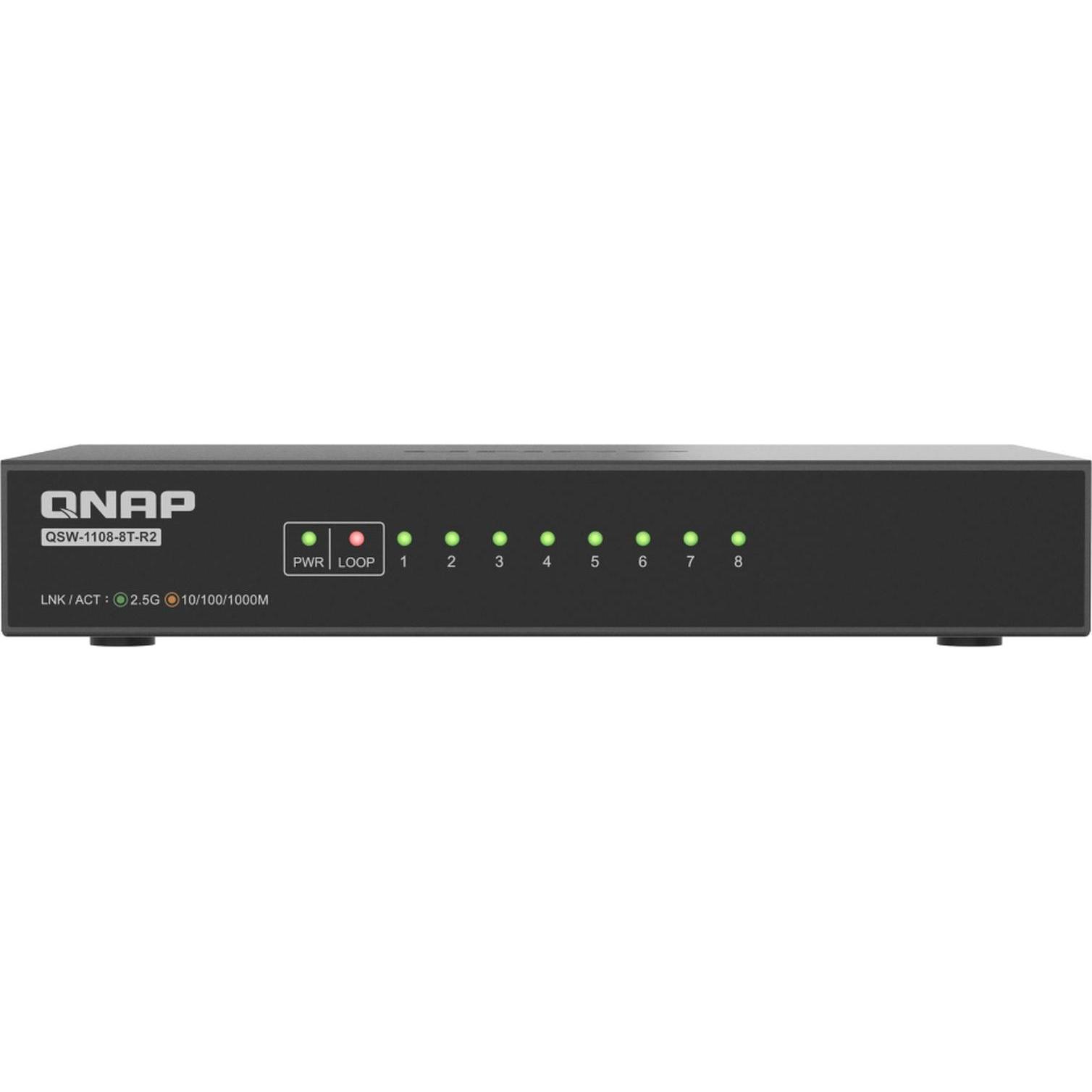 QNAP QSW-1108-8T-R2 8 port 2.5Gbps auto nego (8 Ports), Netzwerk Switch, Schwarz