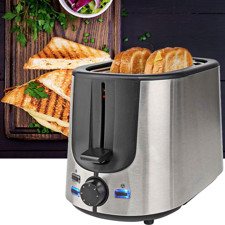 Image du produit Nedis Grille-pain Série Acier inoxydable 2 fentes Niveaux de brunissage : 7 Fonction de décongélation