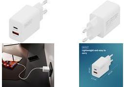 Productafbeelding Digitus USB GaN Charger 30W, 1x USB-C, 1x USB-A (30 W, 2 ports)