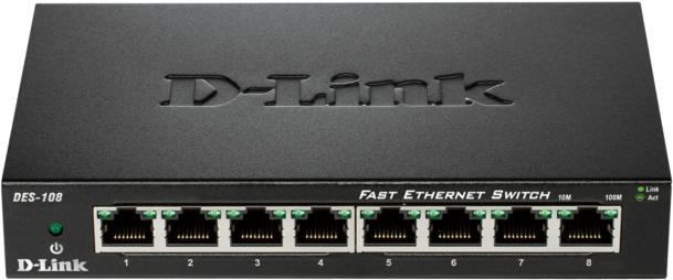 Produktbild D-Link DES-108 8-Port Fast Ethernet Switch (DES-108) (8 Ports)