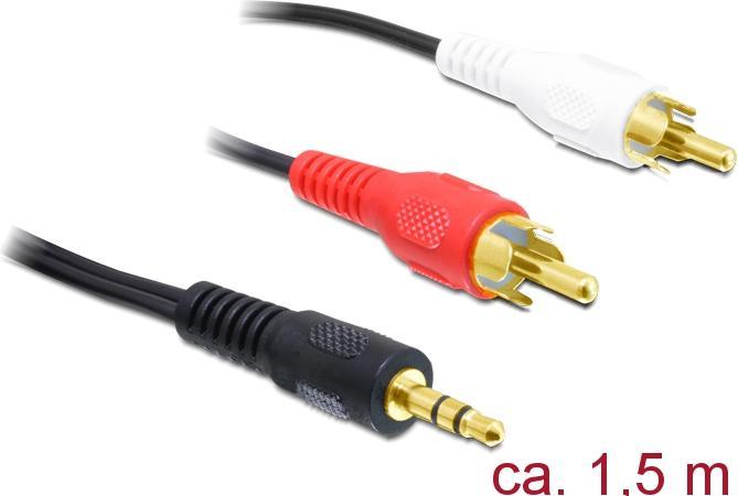 Actual product image Delock Cable audio jack plug > 2 x cinch plug (1.50 m, AUX cable, Cinch Cables)