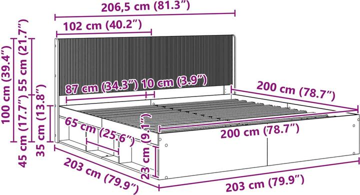 Image du produit vidaXL Bettrahmen (200 x 200 cm)