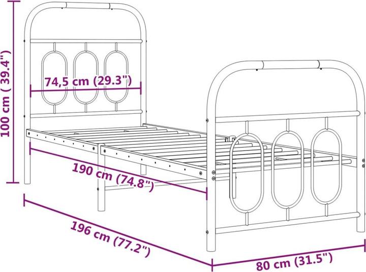 Actual product image vidaXL Bettgestell (75 x 190 cm)