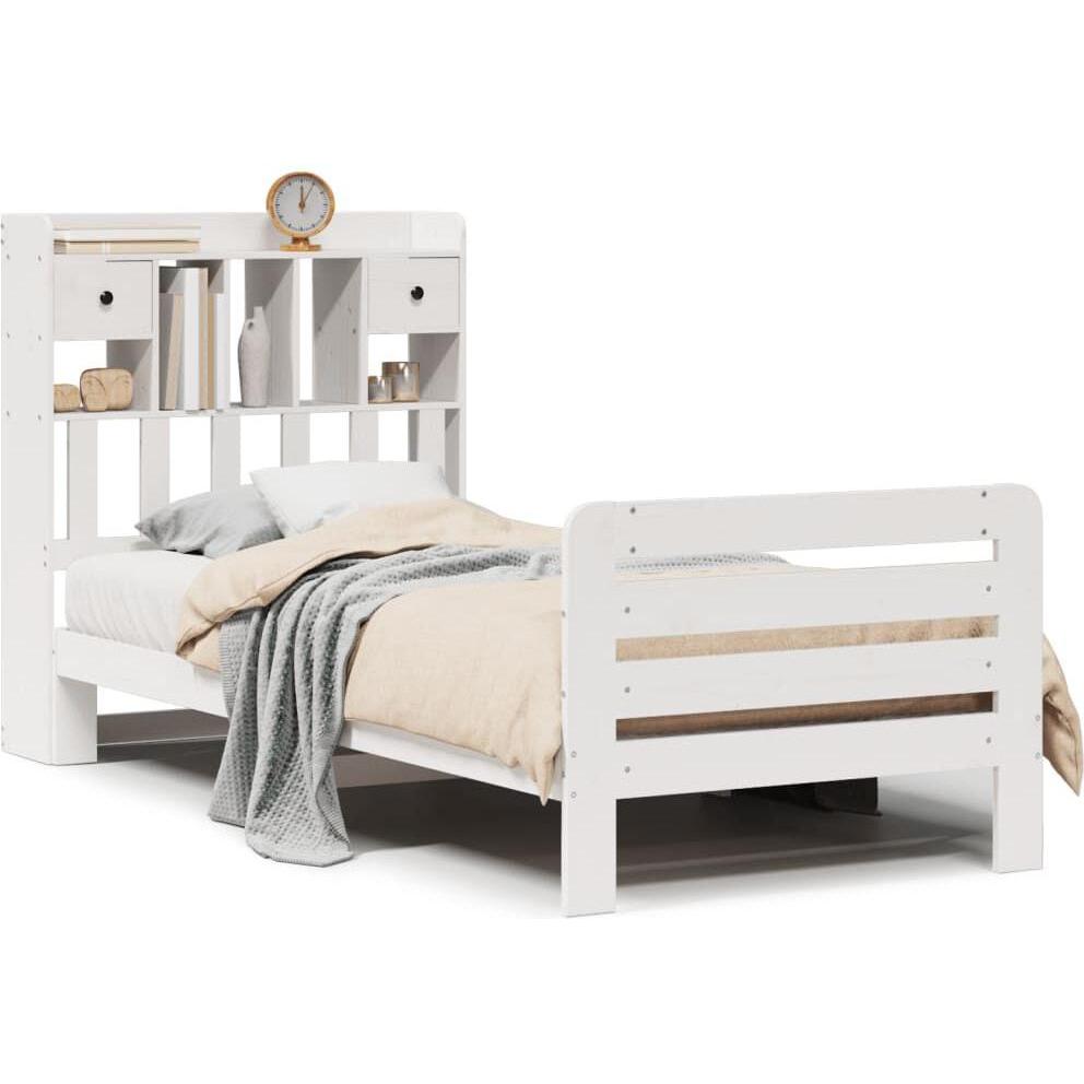 VidaXL, Bett, Massivholzbett Holzbett Bett Einzelbett mit Regal ohne Matratze 75x190cm (75 x 190 cm)