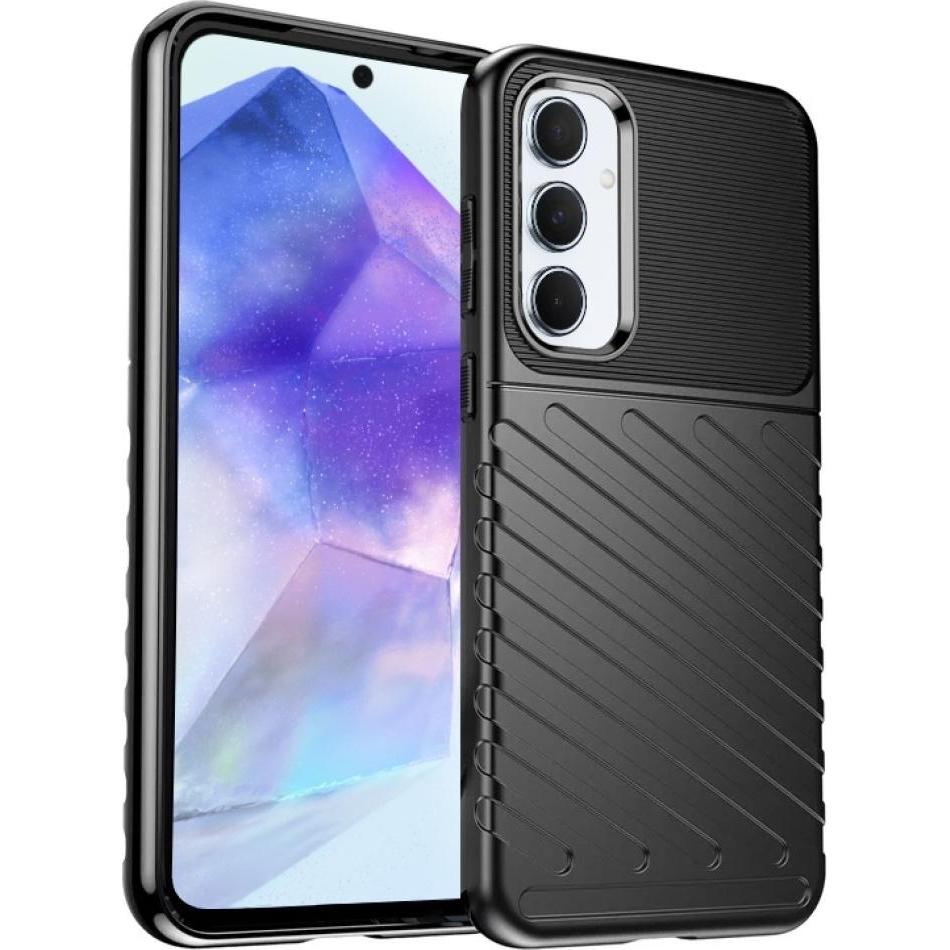 Screenguard Samsung Galaxy A55 5G SpaceCase Impact-Resistant Hülle (Samsung Galaxy A55), Smartphone Hülle, Schwarz