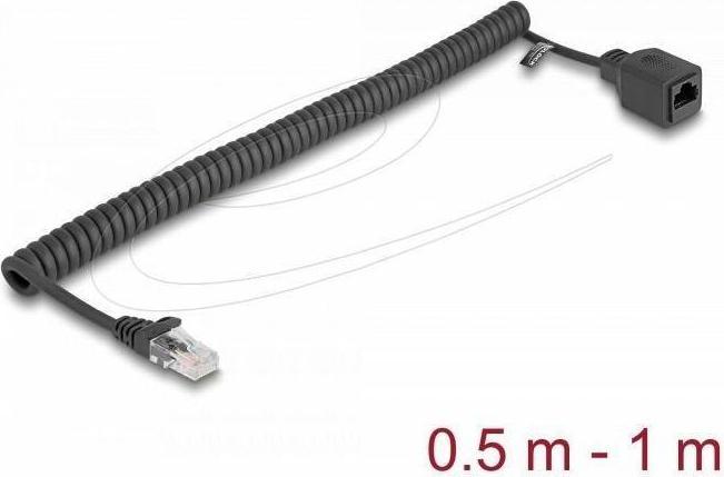 Image du produit Delock RJ45 Spiralkabel Stecker zu Buchse Cat.5e UTP 0,5 m b (UTP, CAT5e, 1 m)