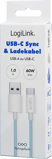 Produktbild LogiLink USB A – USB C (1 m, USB 2.0, 60 W)