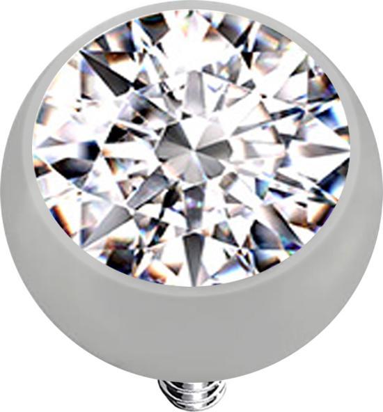 Actual product image Star Piercing Dermal anchor ball silver with crystal silver (without brass, Titanium)