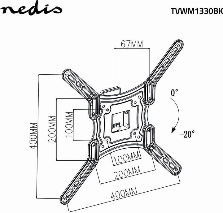 Image du produit Nedis Support mural pour TV avec horloge complète de 23 pouces (Mur, 30 kg, 23" - 55")
