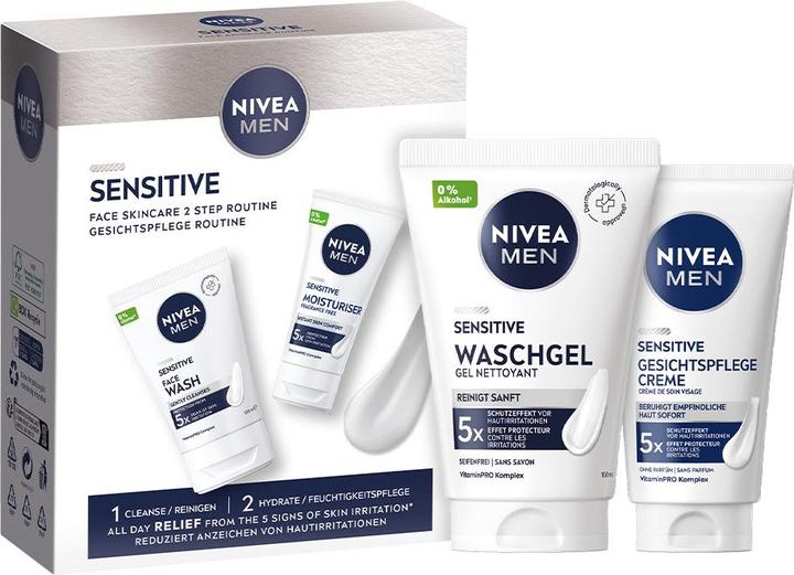 NIVEA MEN SENSITIVE Routine Set - Waschgel & Gesichtspflege Creme (Facial care set)