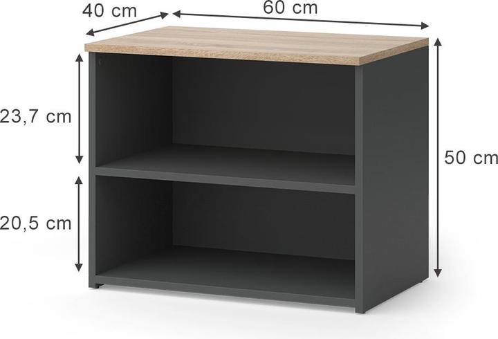 Actual product image Vicco Lowboard Wido, Anthrazit/Sonoma, 60 x 50 cm mit 2 Fächern (60 x 50 x 40 cm)