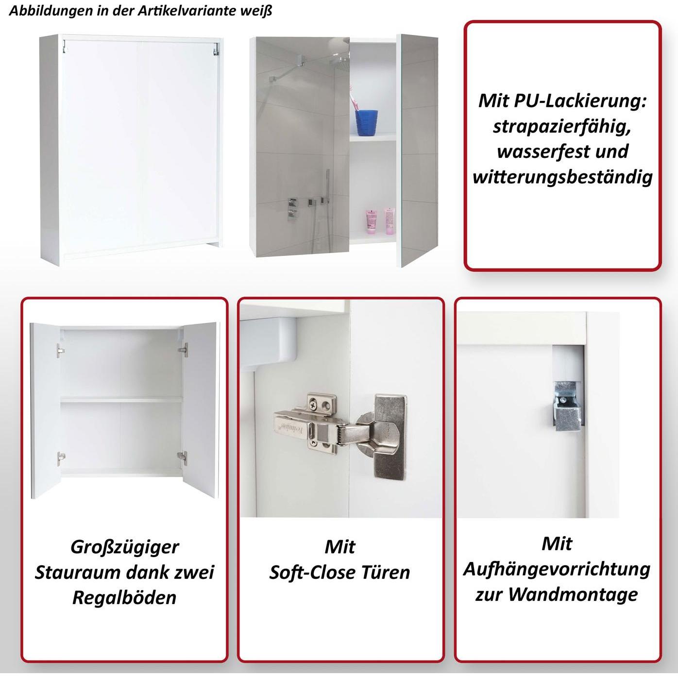 Thumbnail - MCW, Spiegelschrank, B19b-60 (70 x 60 x 16 cm)