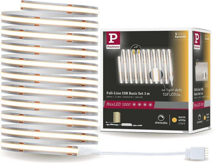 Image du produit Paulmann MaxLED 1000 Full-Line COB Stripe Set (Blanc chaud, 300 cm, Intérieur)