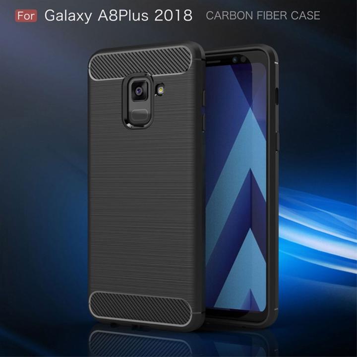 Produktbild König Design Hülle Handy Schutz für Samsung Galaxy A8 Plus (2018) Case Cover Carbon Schwarz (Samsung Galaxy A8 (2018))