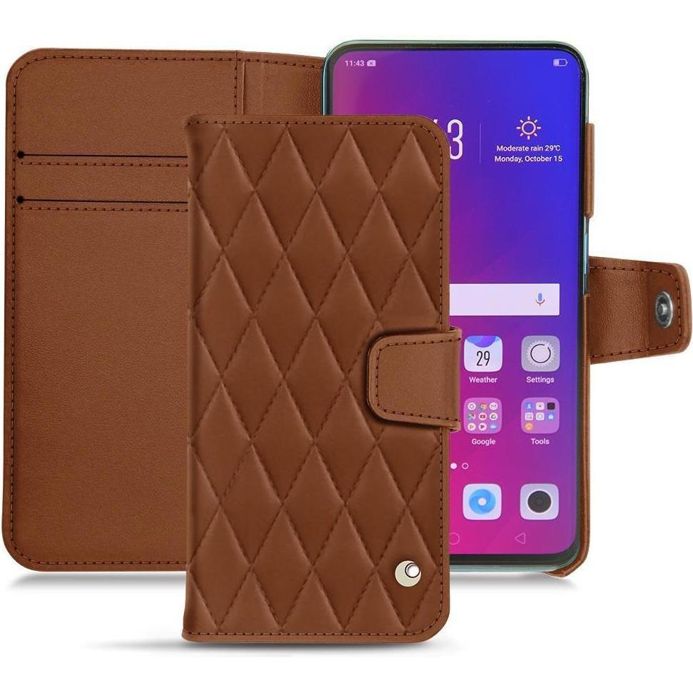 Noreve Lederschutzhülle Wallet (Oppo Find X), Smartphone Hülle, Braun
