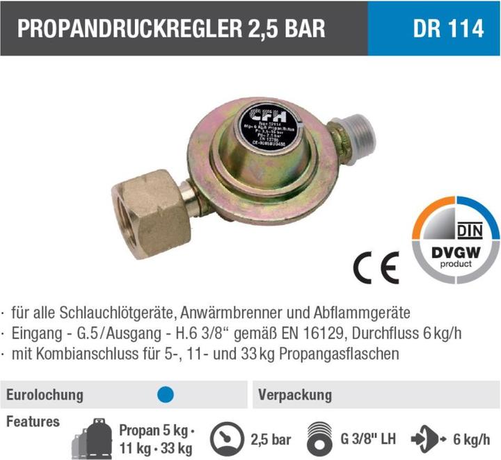 Immagine prodotto CFH Regolatore di propano 2,5 bar