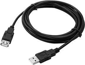 Actual product image Logo USB extension cable (2.0), USB A plug - USB A socket, 3m, black, blister pack (3 m, USB 2.0)