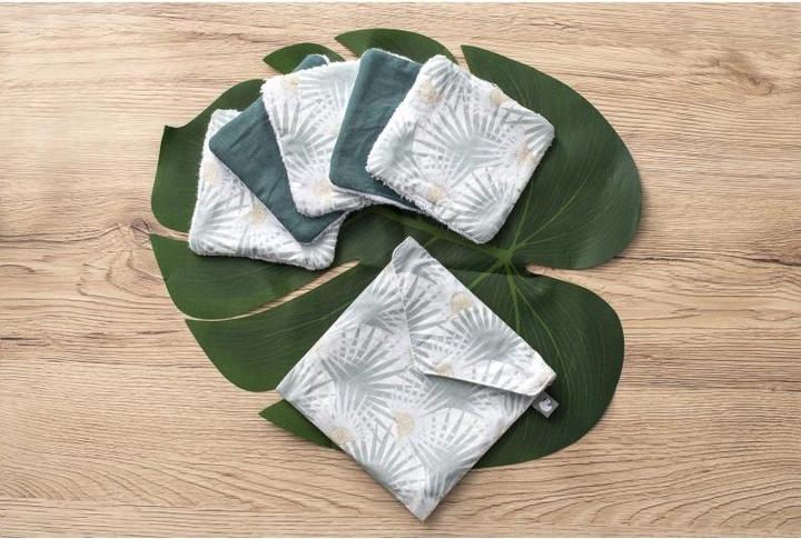 Image du produit BB&Co 5 chiffons réutilisables en coton dans un sachet, feuilles de palmier vert (10 cm, 10 cm)