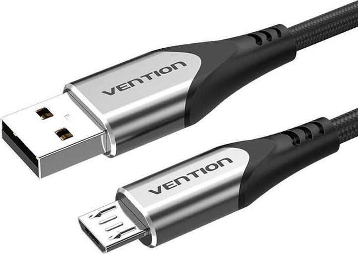 Actual product image Vention USB 2.0 Cable Type-A/ Micro USB Type-B, black/silver - 1m (1 m, USB 2.0, 60 W)