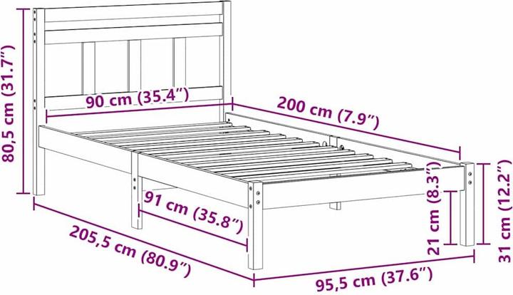 Produktbild vidaXL Plattformbett (90 x 200 cm)