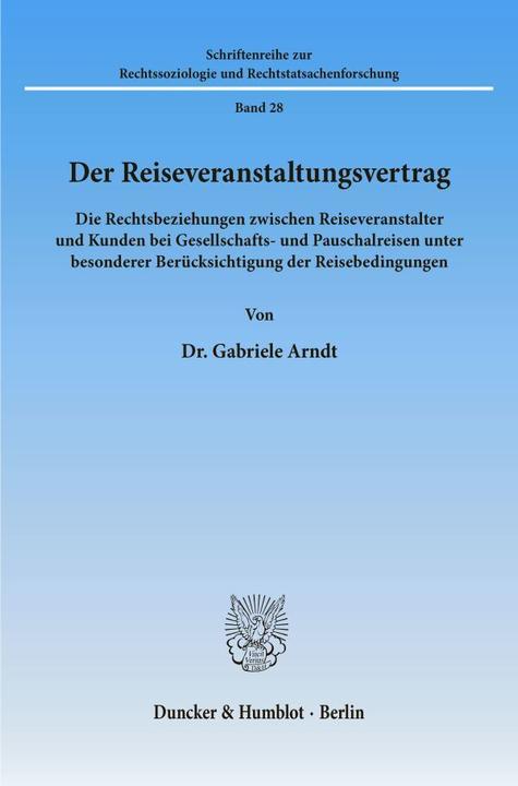 Produktbild Der Reiseveranstaltungsvertrag (Deutsch, Gabriele Arndt, 1973)