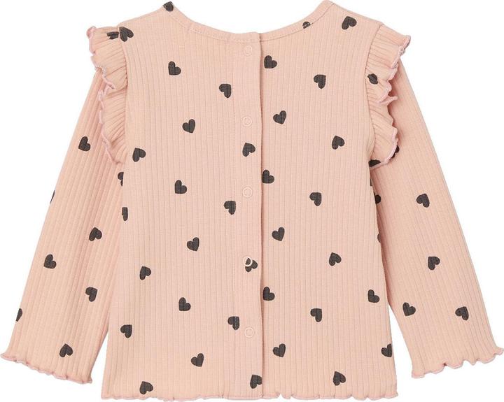 Produktbild Vertbaudet Geripptes Mädchen Baby Shirt mit Volantärmeln, Bio-Baumwolle (98)