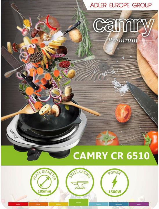 Produktbild Camry CR 6511 Black, Stainless steel Countertop Ceramic 2 zone(s)