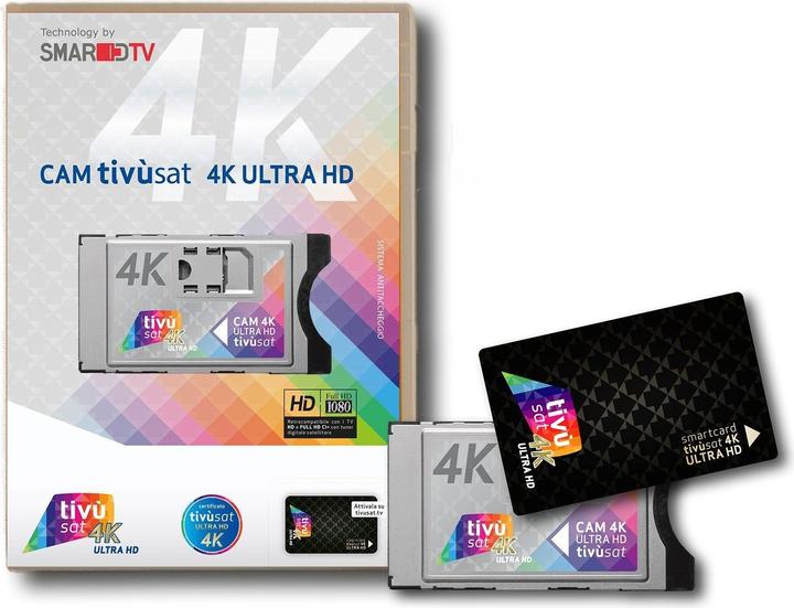 Tivu Tivúsat CAM CI+ modulo 4K Ultra HD fino a 130 canali Senza abbonamento (DVB-T2, Slot CI+)