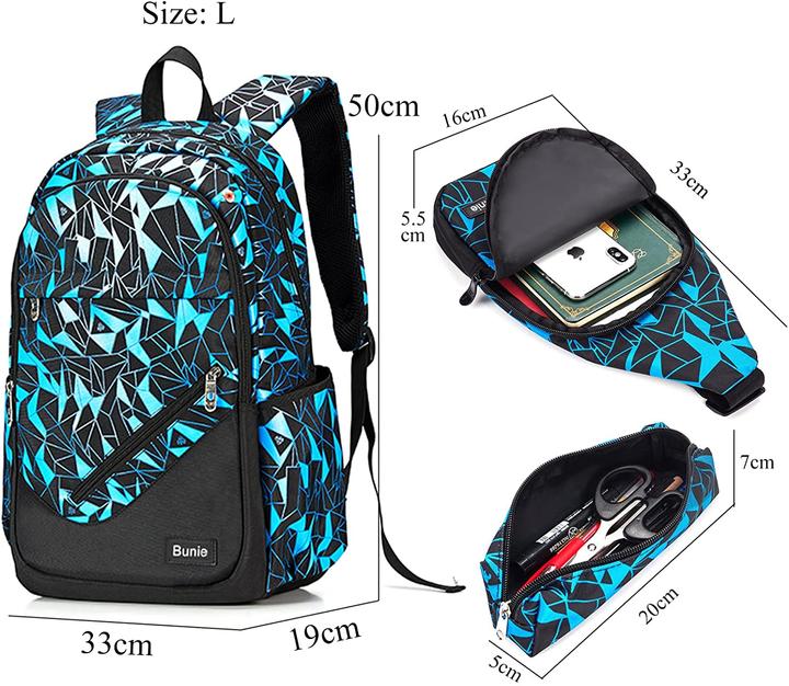 Image du produit Bunie Set sac à dos scolaire bleu (35 l)
