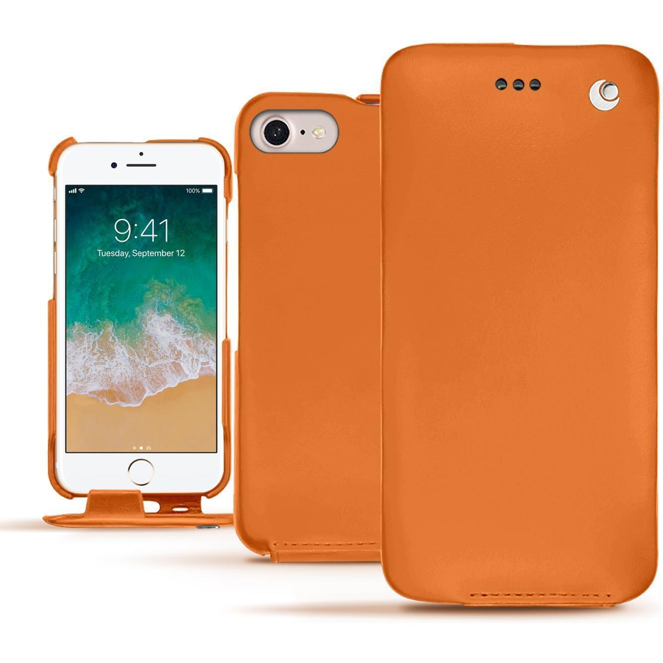Noreve Lederschutzhülle vertikal (Apple iPhone 7), Smartphone Hülle, Orange